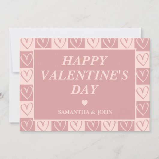 Dusty Rose Minimal Hearts Valentine’s Gift シーズンカード (正面)