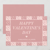 Dusty Rose Minimal Hearts Valentine’s Gift シーズンカード (正面/裏面)