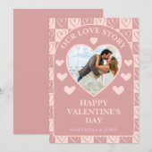 Dusty Rose Minimal Hearts Valentine’s Gift Photo シーズンカード (正面/裏面)