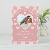 Dusty Rose Minimal Hearts Valentine’s Gift Photo シーズンカード (スタンド正面)