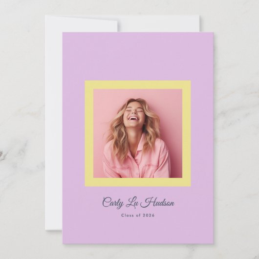 Dusty Rose Minimal High School Photo Grad Frame 案内状 (正面)