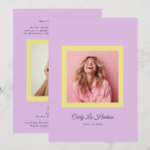 Dusty Rose Minimal High School Photo Grad Frame 案内状 (正面/裏面)