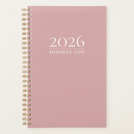 Dusty Rose Minimal Planner | Custom Year, Title &  プランナー手帳 (正面)