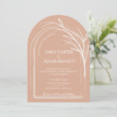 Dusty Rose Minimalist Arch Botanical Wedding 招待状 (スタンド正面)