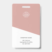 Dusty Rose Modern Personalized Employee Photo Logo バッジ (裏面)