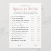 Dusty Rose Mommy or Daddy Baby Shower Game Card アドバイスカード (正面)