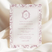 Dusty Rose Monogram Chinoiserie Wedding 招待状