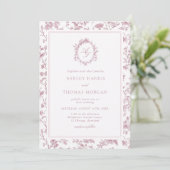 Dusty Rose Monogram Chinoiserie Wedding 招待状 (スタンド正面)