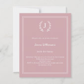 Dusty rose monogrammed wreath birthday invitation (正面)