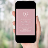 Dusty rose monogrammed wreath minimalist birthday 招待状