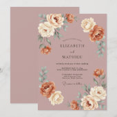Dusty Rose Opulent Autumnal Wedding 招待状 (正面/裏面)