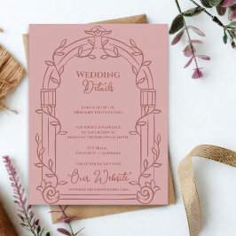 Dusty Rose Ornate Arch Botanical Wedding Details エンクロージャーカード