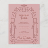Dusty Rose Ornate Arch Botanical Wedding Details エンクロージャーカード (正面)