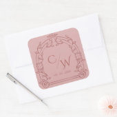 Dusty Rose Ornate Arch Botanical Wedding Envelope  スクエアシール (封筒)