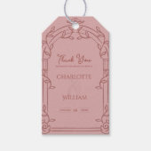 Dusty Rose Ornate Arch Botanical Wedding Favor ギフトタグ (正面)