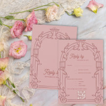 Dusty Rose Ornate Arch Botanical Wedding Reply By
