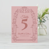 Dusty Rose Ornate Arch Wedding Table Number Card サンキューカード (スタンド正面)
