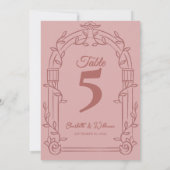 Dusty Rose Ornate Arch Wedding Table Number Card サンキューカード (裏面)