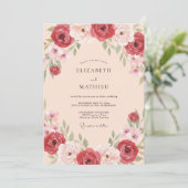 Dusty Rose Ornate Botanical Wedding 招待状 (スタンド正面)