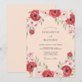 Dusty Rose Ornate Botanical Wedding 招待状 (正面/裏面)