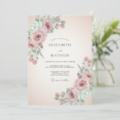 Dusty Rose Painterly Blooms Wedding 招待状 (スタンド正面)