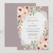 Dusty Rose Painterly Floral Wedding 招待状 (正面/裏面)