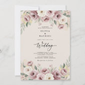 Dusty Rose Painterly Romance Wedding 招待状 (正面)