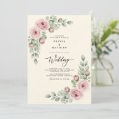 Dusty Rose Painterly Whimsy Wedding 招待状 (スタンド正面)