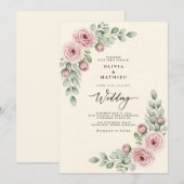 Dusty Rose Painterly Whimsy Wedding 招待状 (正面/裏面)