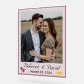 Dusty Rose & Pale Pink Two Hearts Catholic Wedding アクリルサイン (傾斜)