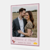 Dusty Rose & Pale Pink Two Hearts Catholic Wedding アクリルサイン (傾斜)