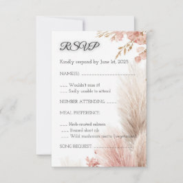 Dusty rose pampas grass RSVP card invitation 招待状