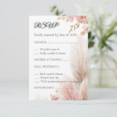 Dusty rose pampas grass RSVP card invitation 招待状 (スタンド正面)