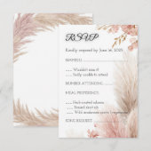 Dusty rose pampas grass RSVP card invitation 招待状 (正面/裏面)