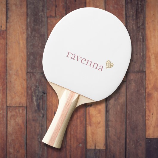 Dusty Rose Personalized Name Gold Leopard Heart 卓球ラケット