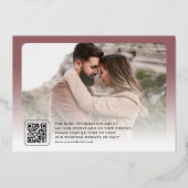 Dusty Rose Photo QR Code Wedding Save the Date 箔招待状 (裏面)