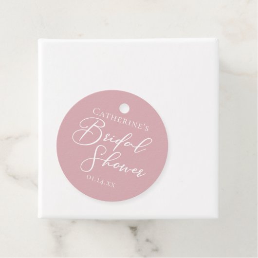 Dusty Rose Pink Bridal Shower Personalized フェイバータグ (インサイチュ)