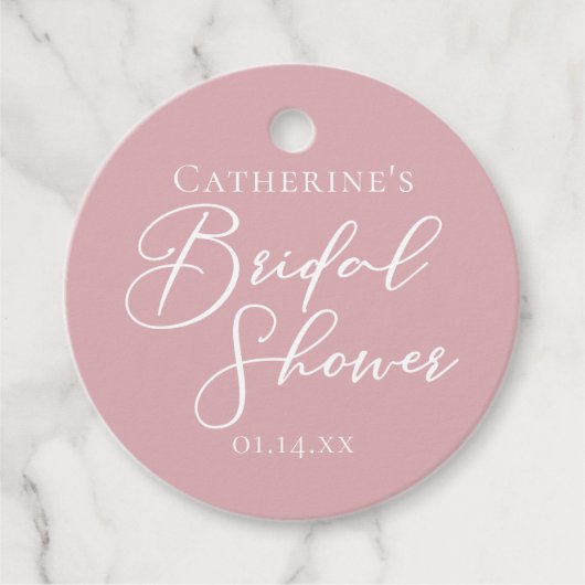 Dusty Rose Pink Bridal Shower Personalized フェイバータグ (正面)
