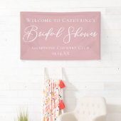 Dusty Rose Pink Bridal Shower Personalized Welcome 横断幕 (インサイチュ)