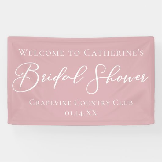 Dusty Rose Pink Bridal Shower Personalized Welcome 横断幕 (横)