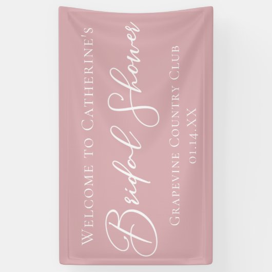 Dusty Rose Pink Bridal Shower Personalized Welcome 横断幕 (縦)