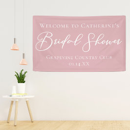 Dusty Rose Pink Bridal Shower Personalized Welcome 横断幕