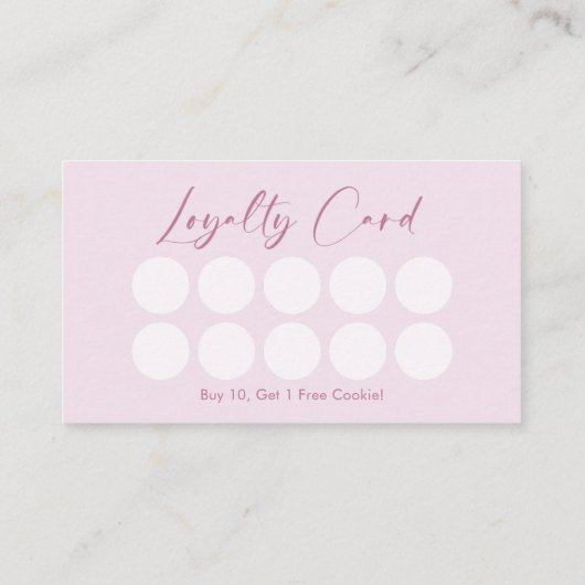Dusty Rose Pink Elegant Script Bakery Loyalty 名刺 (裏面)