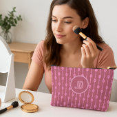 Dusty Rose Pink Large Text With Flowers アクセサリーポーチ