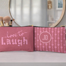 Dusty Rose Pink Large Text With Flowers アクセサリーポーチ