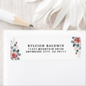 Dusty Rose Pink Mauve Elegant Greenery Floral  ラベル (インサイチュ)