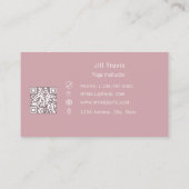 Dusty rose pink monogrammed wreath modern QR code 名刺 (裏面)