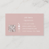 Dusty rose pink neutral QR code Business Card 名刺 (裏面)