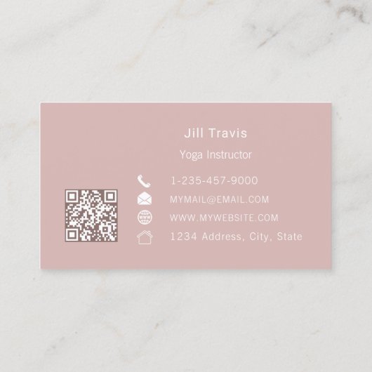 Dusty rose pink neutral QR code Business Card 名刺 (裏面)