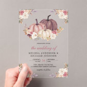 Dusty Rose Pink Pumpkin and Ivory Floral Wedding アクリル招待状 (インサイチュ (ポータブル))